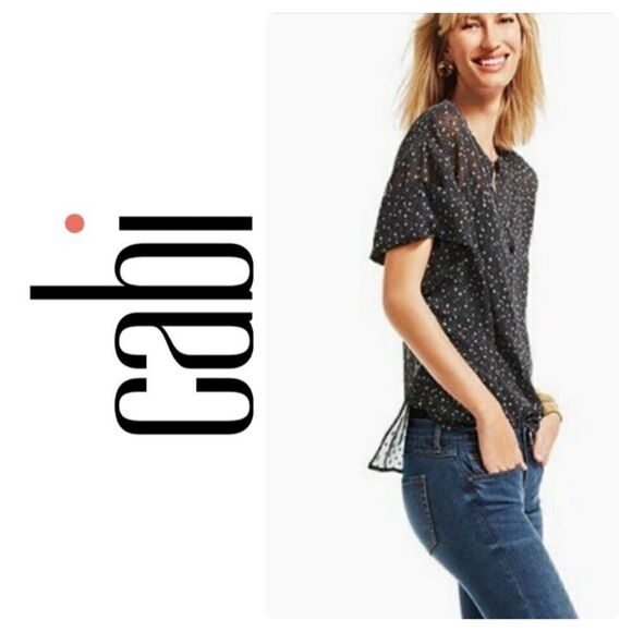 CAbi Swiss Dot sheer high/low top - S - Picture 3 of 8